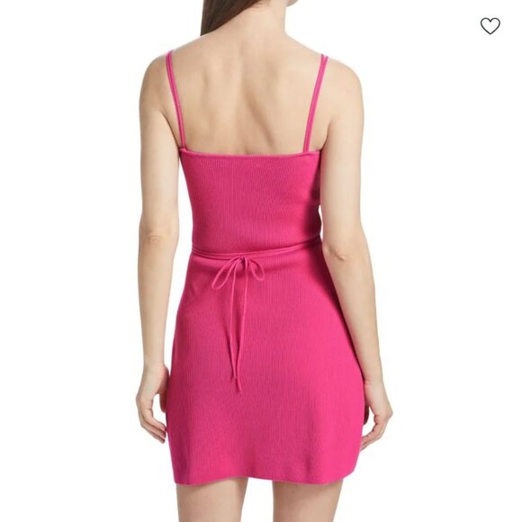 MACH & MACH Heart-Accented Rib-Knit Sheath Mini Dress in Fuchsia NWT - Picture 2 of 11